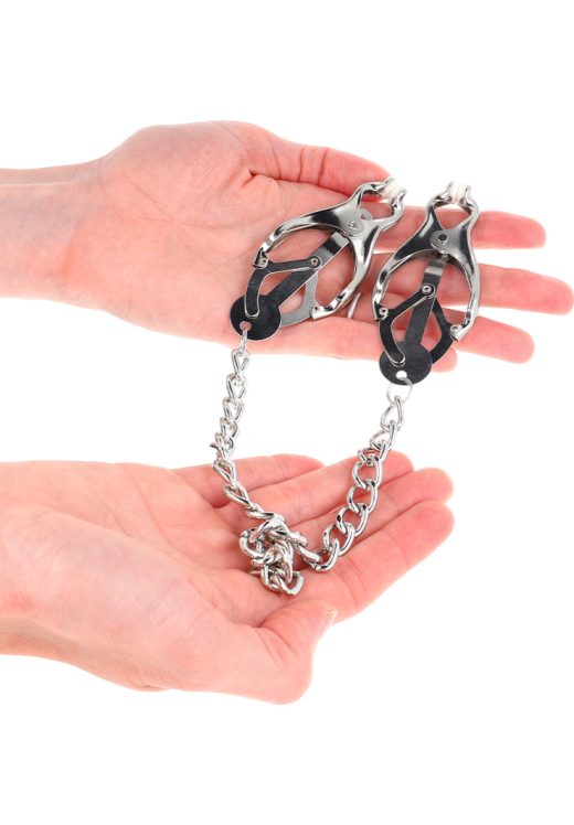 Μεταλλικοί σφιγκτήρες θηλών σε ασημί χρώμα με ενσύρματο κοντρόλ