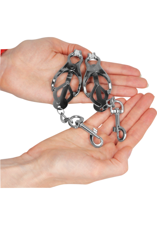 Μεταλλικοί σφιγκτήρες θηλών σε ασημί χρώμα με ενσύρματο κοντρόλ