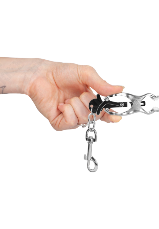 Μεταλλικοί σφιγκτήρες θηλών σε ασημί χρώμα με ενσύρματο κοντρόλ