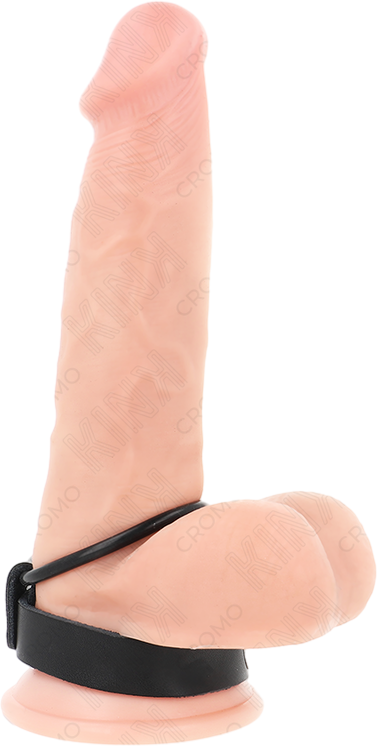 Διπλό δαχτυλίδι πέους από δερματίνη σε μαύρο χρώμα