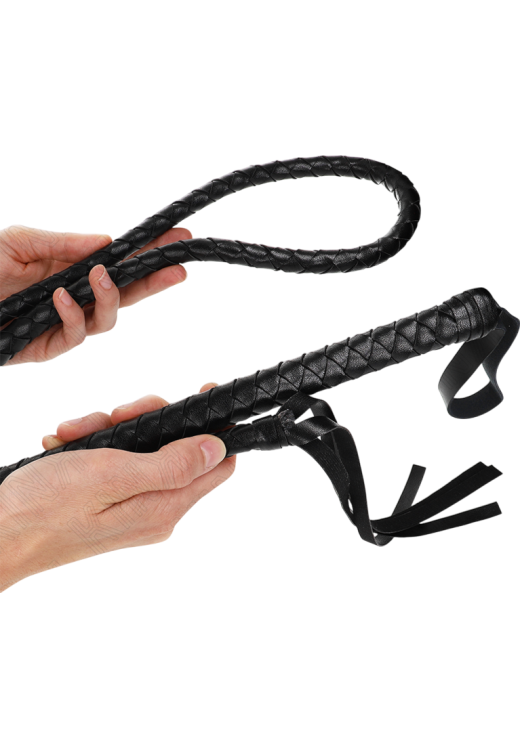 Μαστίγιο από δερματίνη σε μαύρο χρώμα, μήκους 120 εκ.