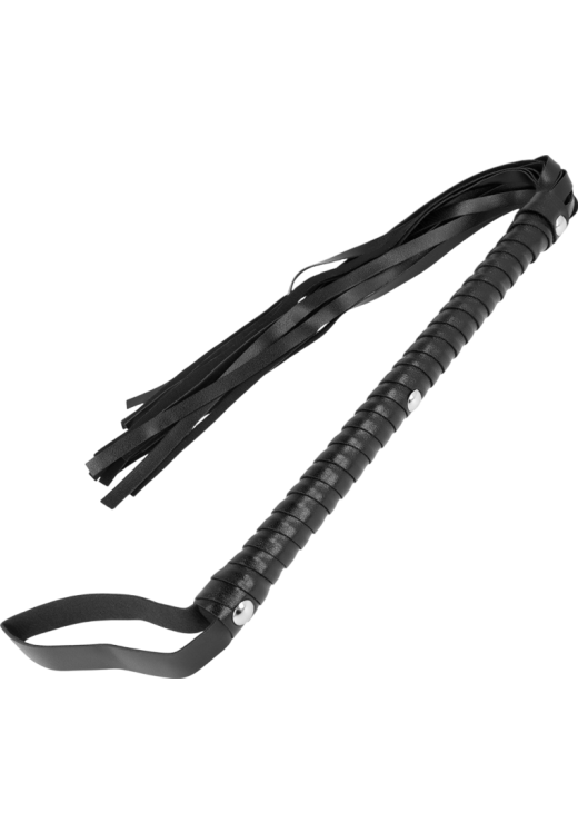 Μαστίγιο από δερματίνη σε μαύρο χρώμα, μήκους 60 εκ.