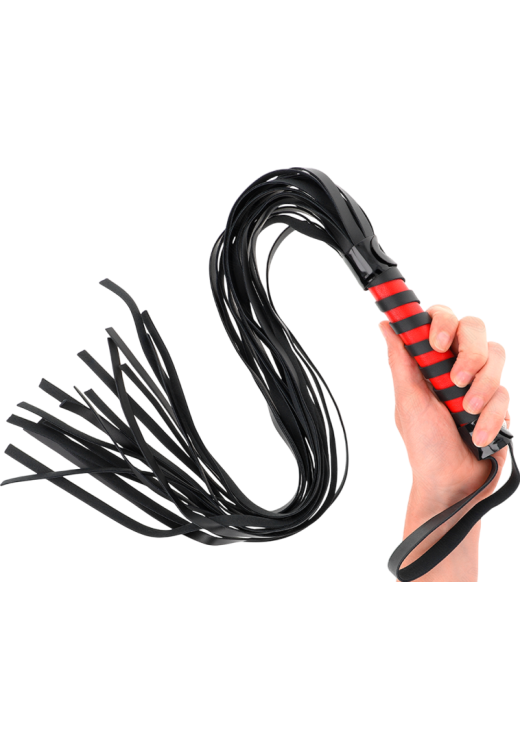 Μαστίγιο από δερματίνη σε μαύρο χρώμα, μήκους 70 εκ.