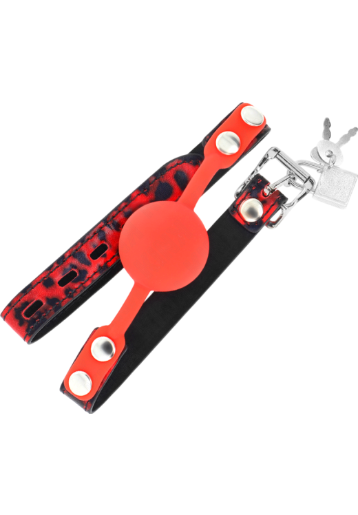 Φίμωτρο από δερματίνη σε κόκκινο χρώμα, μήκους 63 εκ.