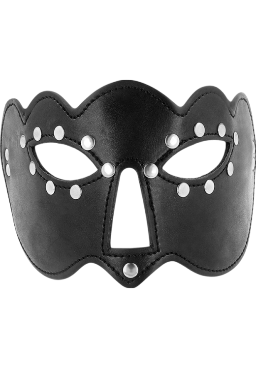 Μάσκα προσώπου από δερματίνη σε μαύρο χρώμα, μήκους 20 εκ.