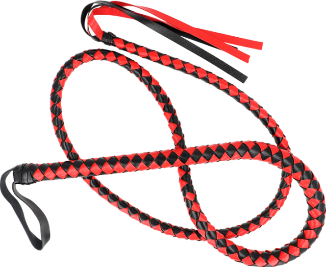 Μαστίγιο από δερματίνη σε κόκκινο χρώμα, μήκους 120 εκ.