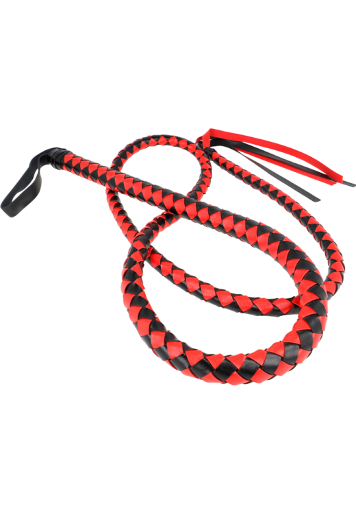 Μαστίγιο από δερματίνη σε κόκκινο χρώμα, μήκους 120 εκ.