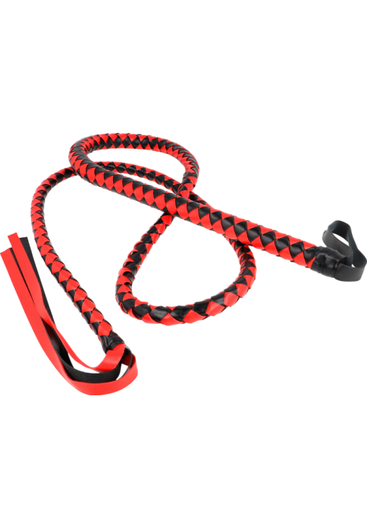 Μαστίγιο από δερματίνη σε κόκκινο χρώμα, μήκους 120 εκ.