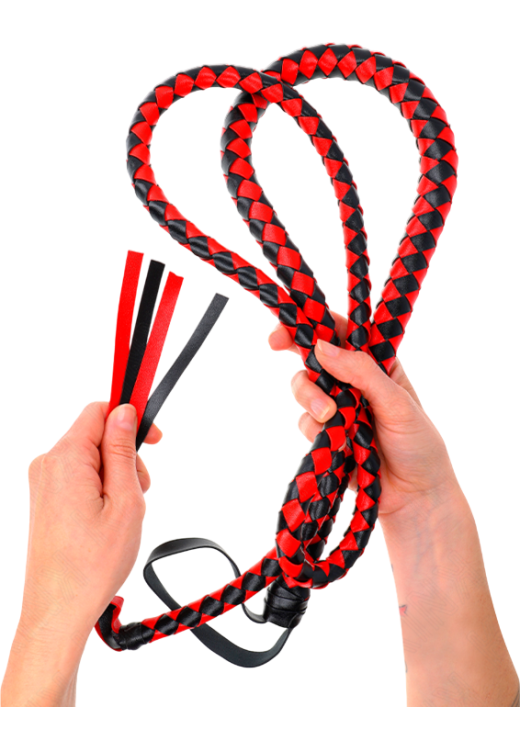 Μαστίγιο από δερματίνη σε κόκκινο χρώμα, μήκους 120 εκ.