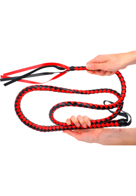 Μαστίγιο από δερματίνη σε κόκκινο χρώμα, μήκους 120 εκ.