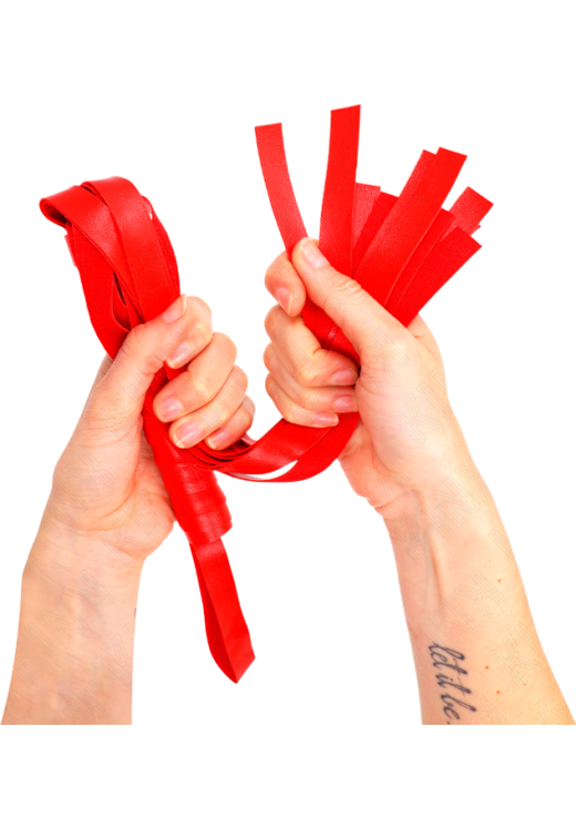 Μαστίγιο από δερματίνη σε κόκκινο χρώμα, μήκους 50 εκ.