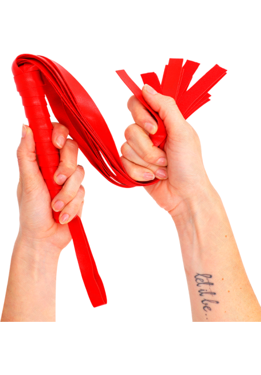 Μαστίγιο από δερματίνη σε κόκκινο χρώμα, μήκους 50 εκ.