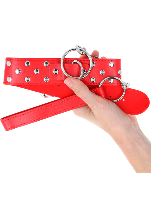 Κολάρο από δερματίνη σε κόκκινο χρώμα