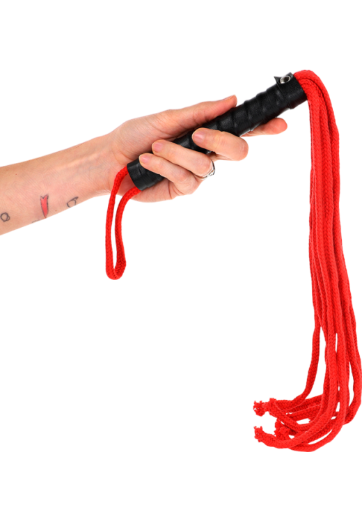 Μαστίγιο από σχοινί  σε κόκκινο χρώμα, μήκους 60 εκ.