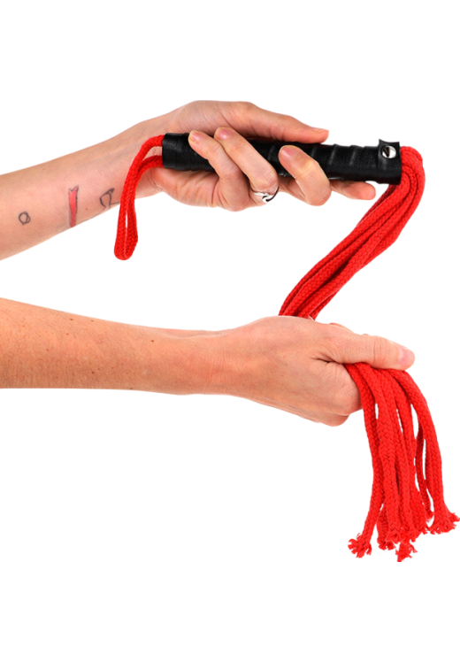 Μαστίγιο από σχοινί  σε κόκκινο χρώμα, μήκους 60 εκ.