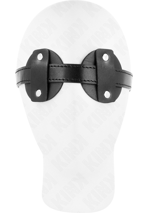 Κλειστή μάσκα από δερματίνη σε μαύρο χρώμα, μήκους 20 εκ.