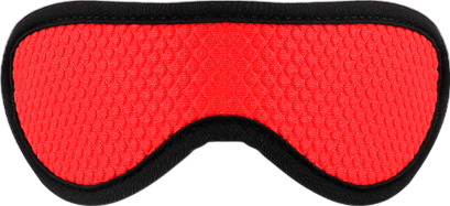 Κλειστή μάσκα με ραντάκια από δερματίνη σε κόκκινο χρώμα, μήκους 25 εκ. και μέγιστης διαμέτρου 7 εκ,