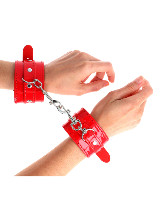 Χειροπέδες από δερματίνη σε κόκκινο χρώμα, μήκους 25 εκ.