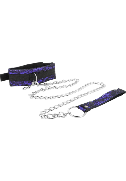 Δαντελωτό κολάρο σε μοβ χρώμα