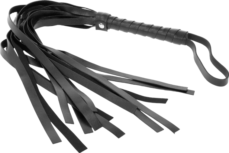 Μαστίγιο από δερματίνη σε μαύρο χρώμα, μήκους 30 εκ.