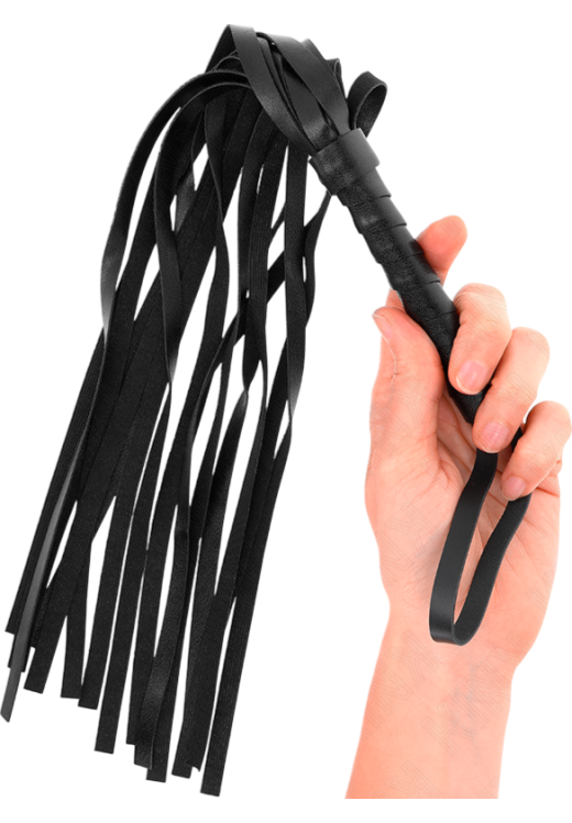 Μαστίγιο από δερματίνη σε μαύρο χρώμα, μήκους 30 εκ.