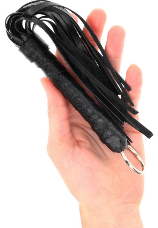 Μαστίγιο από δερματίνη σε μαύρο χρώμα, μήκους 20 εκ.