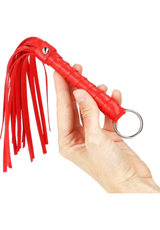 Μαστίγιο από δερματίνη σε κόκκινο χρώμα, μήκους 20 εκ.