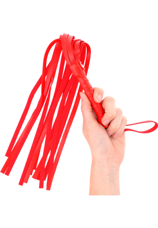 Μαστίγιο από δερματίνη σε κόκκινο χρώμα, μήκους 30 εκ.