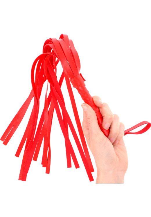 Μαστίγιο από δερματίνη σε κόκκινο χρώμα, μήκους 30 εκ.