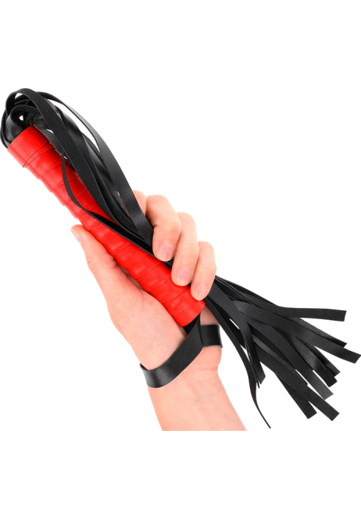 Μαστίγιο από δερματίνη σε κόκκινο χρώμα, μήκους 45 εκ.