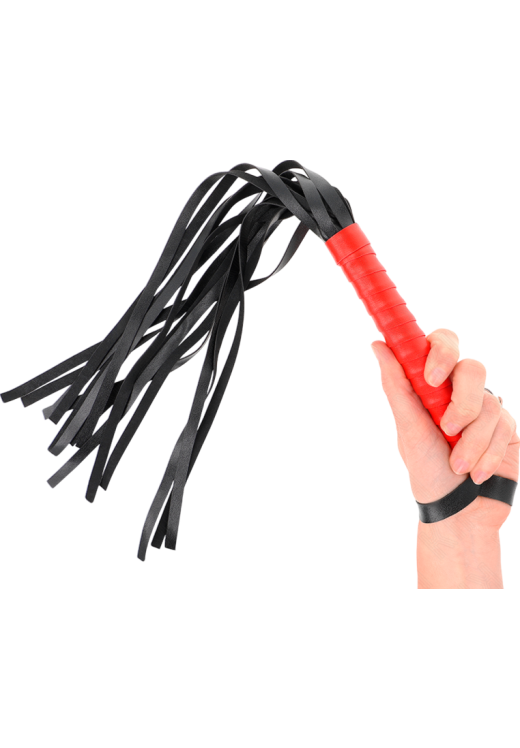 Μαστίγιο από δερματίνη σε κόκκινο χρώμα, μήκους 45 εκ.