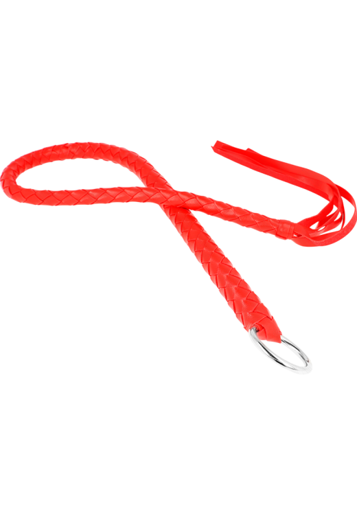 Μαστίγιο από δερματίνη σε κόκκινο χρώμα, μήκους 80 εκ.