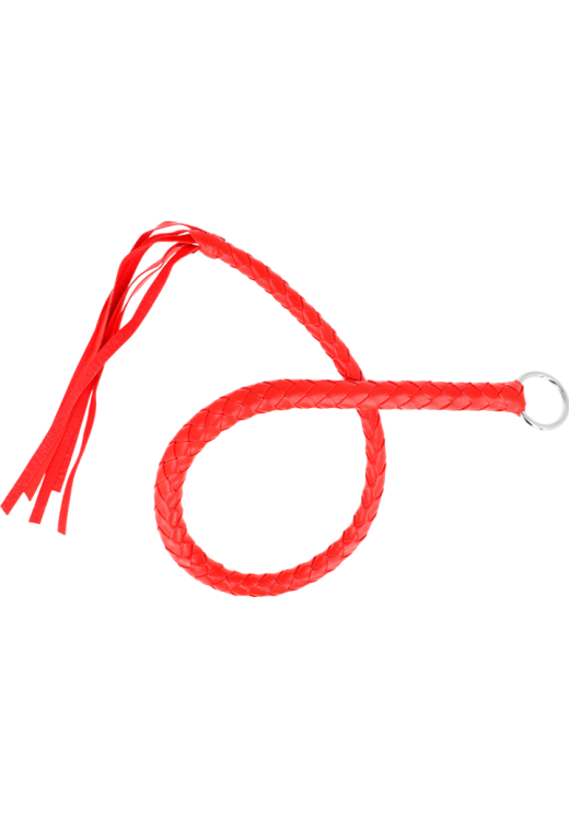 Μαστίγιο από δερματίνη σε κόκκινο χρώμα, μήκους 80 εκ.