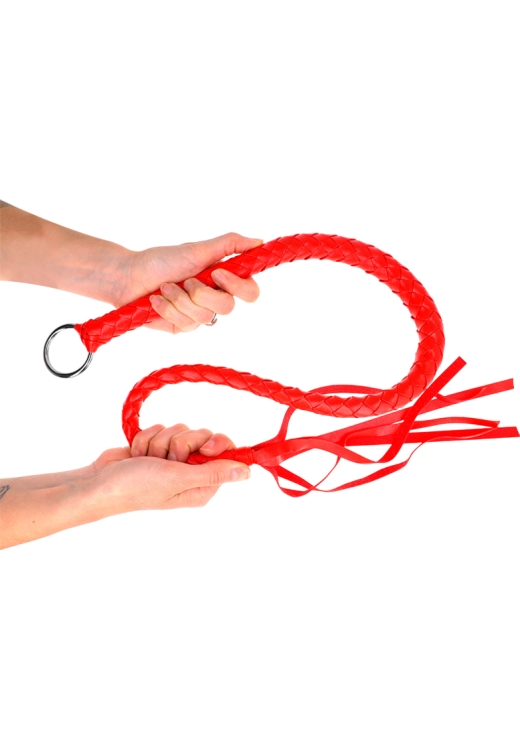 Μαστίγιο από δερματίνη σε κόκκινο χρώμα, μήκους 80 εκ.