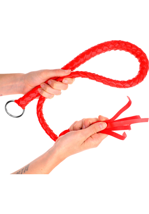 Μαστίγιο από δερματίνη σε κόκκινο χρώμα, μήκους 80 εκ.