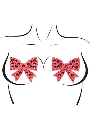 Leg Avenue Bows Nipple Covers Καλύμματα θηλών από στρας σε κόκκινο χρώμα