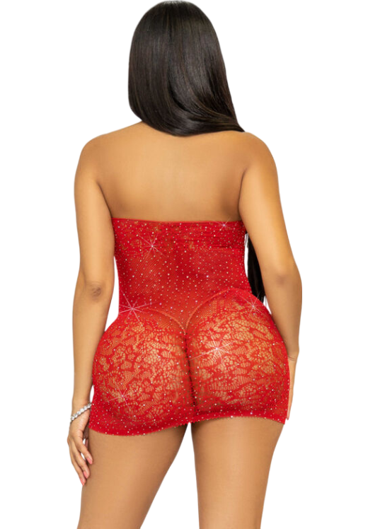 Διχτυωτό φόρεμα με halter neck σε κόκκινο χρώμα