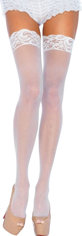 Plus size κάλτσες ζαρτιέρας με καλτσοδέτα σιλικόνης από polyamide σε λευκό χρώμα