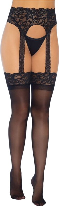 Ζαρτιέρες με κάλτσες από nylon σε μαύρο χρώμα