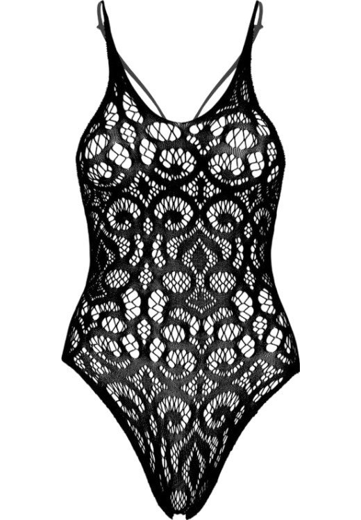 Δαντελωτό κορμάκι με ραντάκια σε μαύρο χρώμα