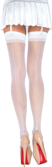 Κάλτσες με πίσω ραφή με κλασσική καλτσοδέτα από polyamide σε λευκό χρώμα