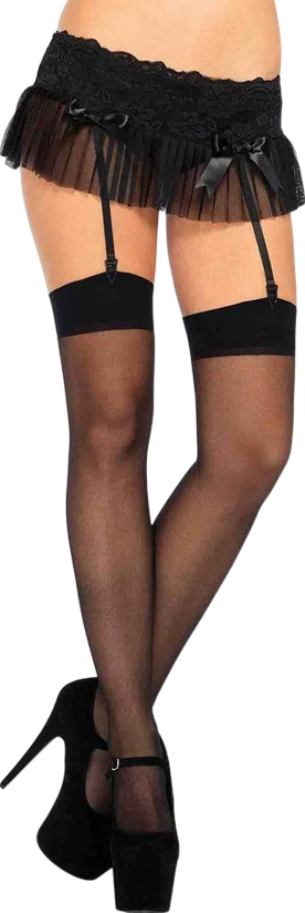 Κάλτσες ζαρτιέρας με κλασσική καλτσοδέτα από polyamide σε μαύρο χρώμα