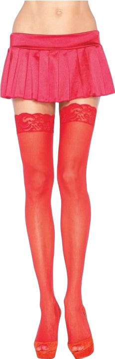 Κάλτσες ζαρτιέρας με καλτσοδέτα σιλικόνης από polyamide σε κόκκινο χρώμα