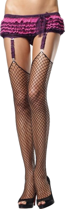 Διχτυωτές κάλτσες ζαρτιέρας με κλασσική καλτσοδέτα σε μαύρο χρώμα