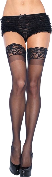 Κάλτσες ζαρτιέρας με καλτσοδέτα σιλικόνης από polyamide σε μαύρο χρώμα