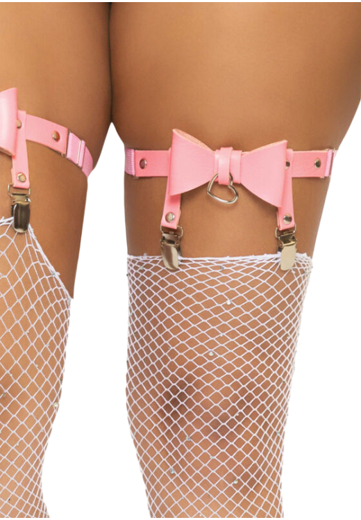 Ζαρτιέρες με straps από δερματίνη σε ροζ χρώμα