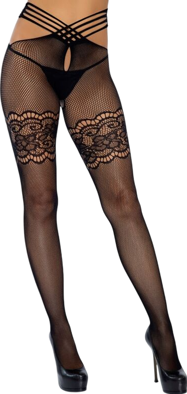 Διχτυωτό καλσόν ανοιχτού καβάλου σε μαύρο χρώμα