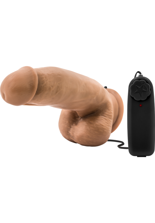 Ρεαλιστικός δονητής από pvc σε φυσικό χρώμα, μήκους 17,7 εκ. και μέγιστης διαμέτρου 4,4 εκ. με ενσύρματο κοντρόλ