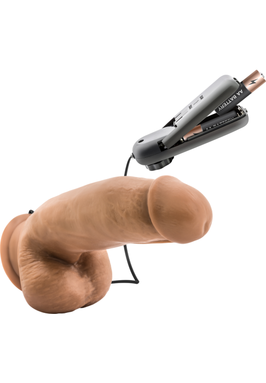 Ρεαλιστικός δονητής από pvc σε φυσικό χρώμα, μήκους 17,7 εκ. και μέγιστης διαμέτρου 4,4 εκ. με ενσύρματο κοντρόλ