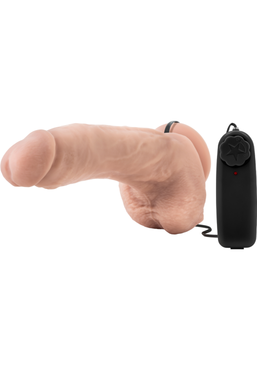 Ρεαλιστικός δονητής από pvc σε φυσικό χρώμα, μήκους 22,8 εκ. και μέγιστης διαμέτρου 5 εκ. με ενσύρματο κοντρόλ